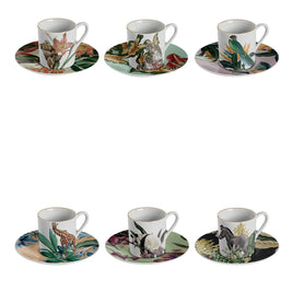 ANIMALIA COFFEE CUPS & SAUCER ASS 6