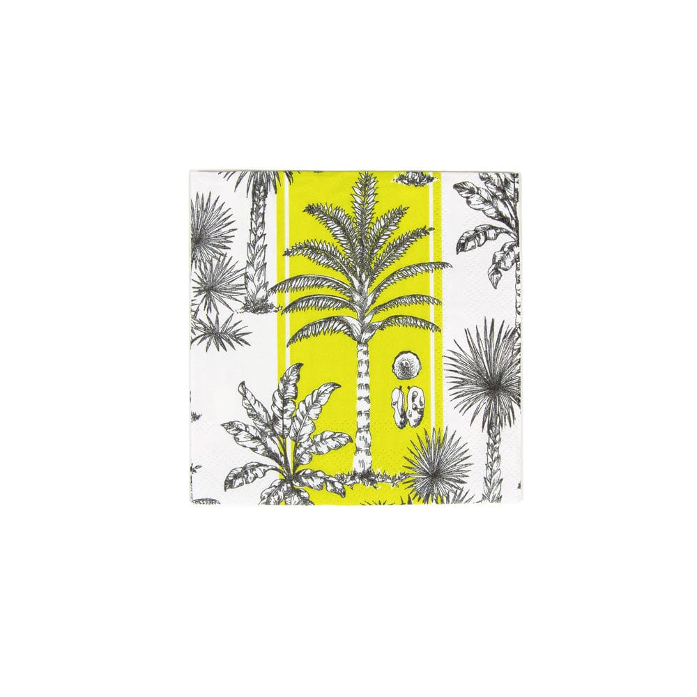 SOUTHERN PALMS GREEN/WHITE - NAPKIN COCKTAIL