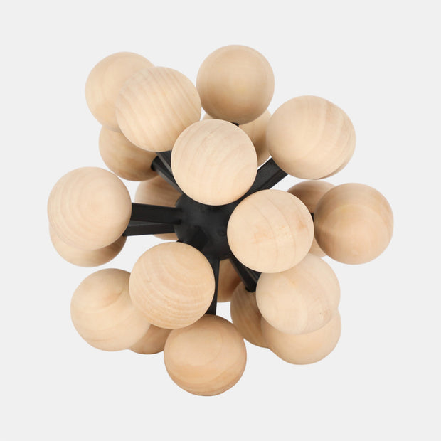 7" ORB WITH WOODEN KNOBS - BLACK/NATURAL