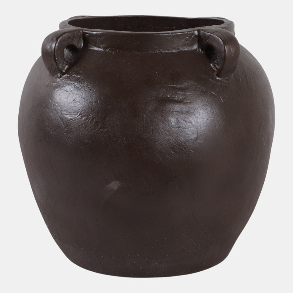 15X14" TEXTURED ECOMIX 4- HANDLE VASE - BROWN