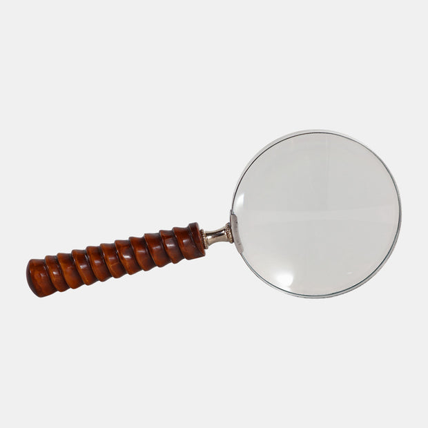 9X4" RIDGED HANDLE MAGNIFYING GLASS - BROWN