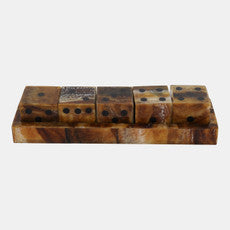 11X3" TORTOISE RESIN DICE SET - BROWN