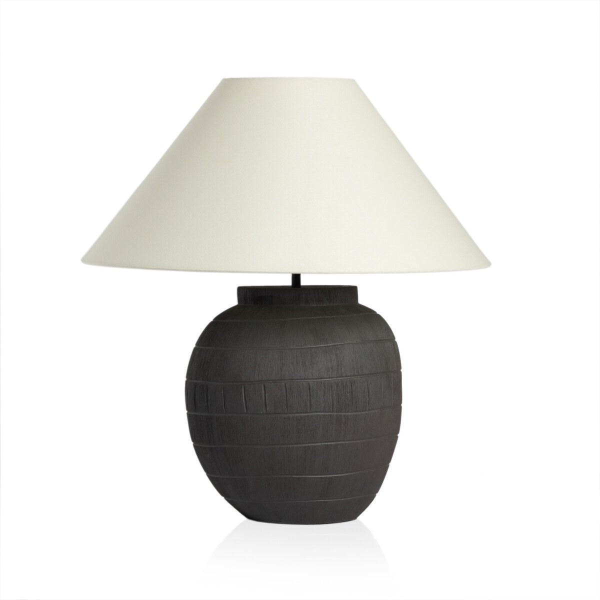 MUJI TABLE LAMP TEXTURED MATTE BLACK PORCELAIN