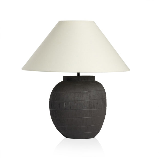 MUJI TABLE LAMP TEXTURED MATTE BLACK PORCELAIN