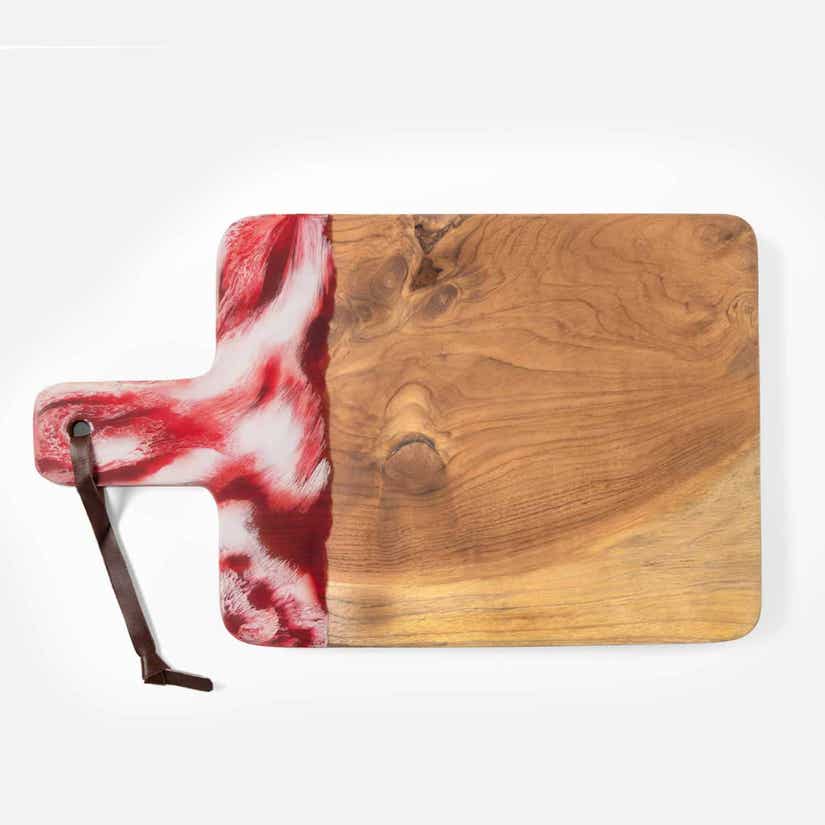 AUSTIN - BERRY SWIRLED SERVING BOARD RESIN/NATURAL TEAK 23.5x12