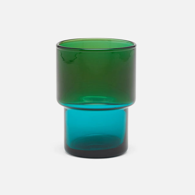 SAMUEL - DARK GREEN/TEAL TUMBLER GLASS HAND BLOW PACK/6