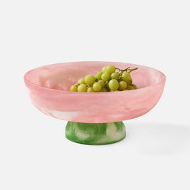 BENNO - PINK/GREEN SWIRLED FRUIT BOWL LARGE RESIN