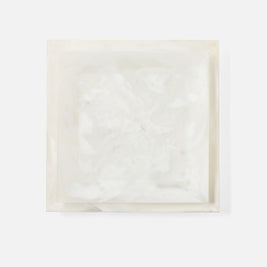 OLENA - WHITE SWIRLED RECTANGULAR SERVING TRAY RESIN