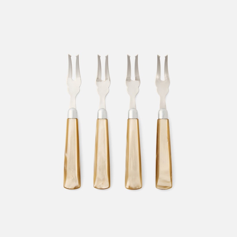 COLSON - CHAMPAGNE/POLISHED SILVER APPETIZER FORK ACRYLIC/STAINLESS STEEL - PACK OF 4