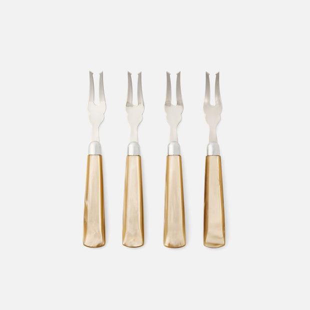 COLSON - CHAMPAGNE/POLISHED SILVER APPETIZER FORK ACRYLIC/STAINLESS STEEL - PACK OF 4