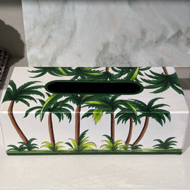 HAND PAINTED IRON TISSUE BOX (PALM)