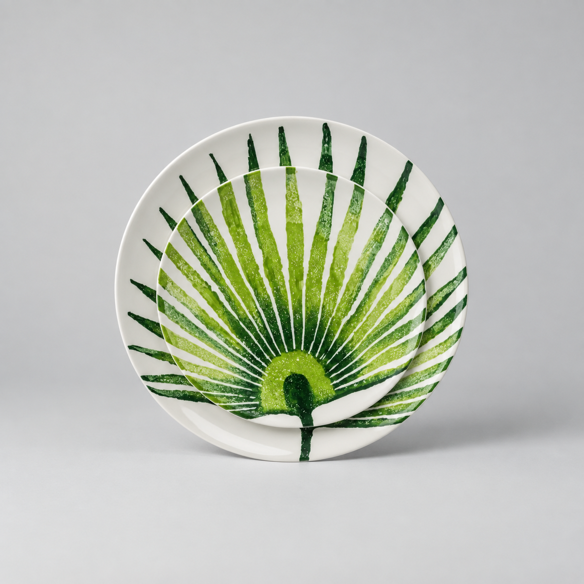 LEAVES CERAMIC DINNER PLATE GREEN