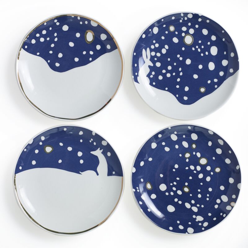 E+E SNOWY PLATES ASSORTED SET OF 4-6''