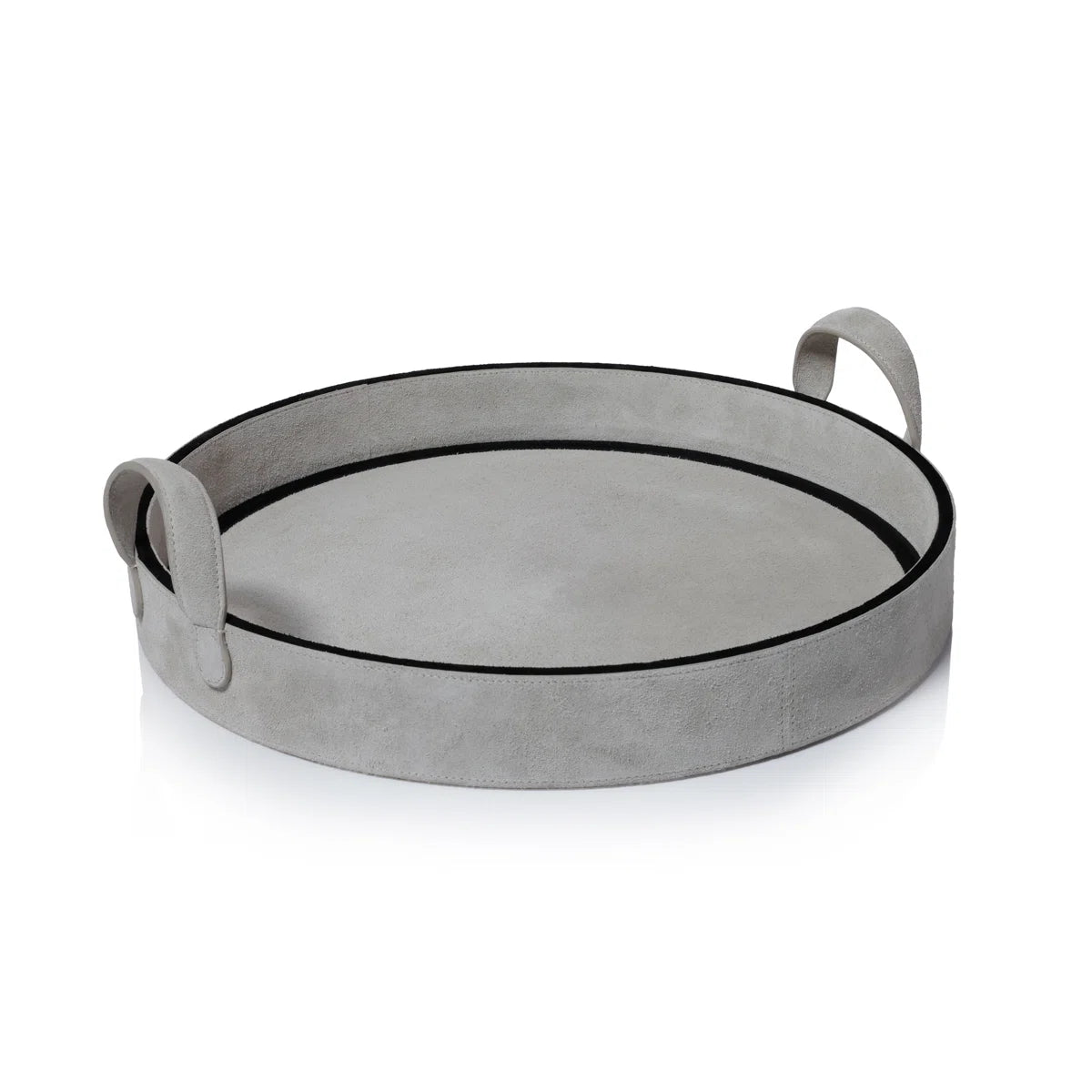 ARDEN SUEDE LEATHER ROUND SERVING TRAY
