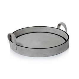 ARDEN SUEDE LEATHER ROUND SERVING TRAY