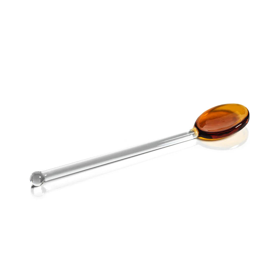 BAGLIONI GLASS SPOON SET OF 4 - BOXED - AMBER