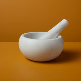 GRAY MARBLE MORTAR & PESTLE