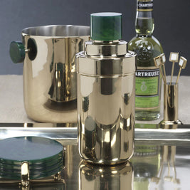 SPIGA COCKTAIL SHAKER - GOLD WITH GREEN ACCENT