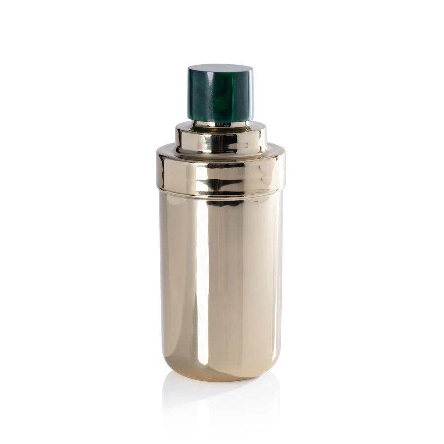 SPIGA COCKTAIL SHAKER - GOLD WITH GREEN ACCENT