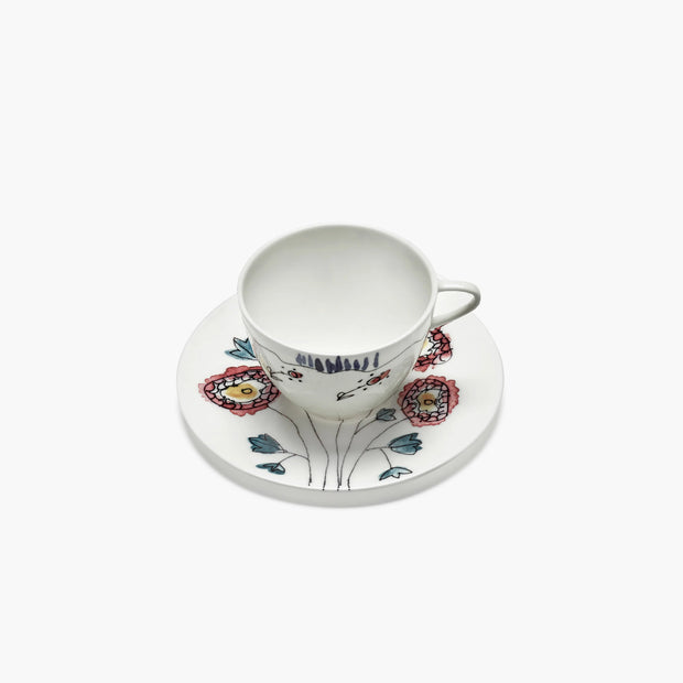COFFEE CUP HIGH + SAUCER ANEMONE MILK MF