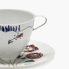 COFFEE CUP HIGH + SAUCER ANEMONE MILK MF