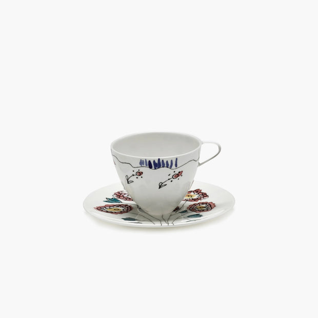 COFFEE CUP HIGH + SAUCER ANEMONE MILK MF