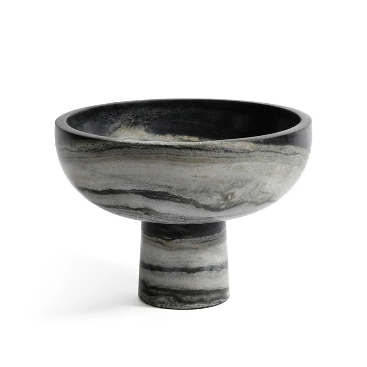 FOOTED BOWL - BLACK PANDA MARBLE