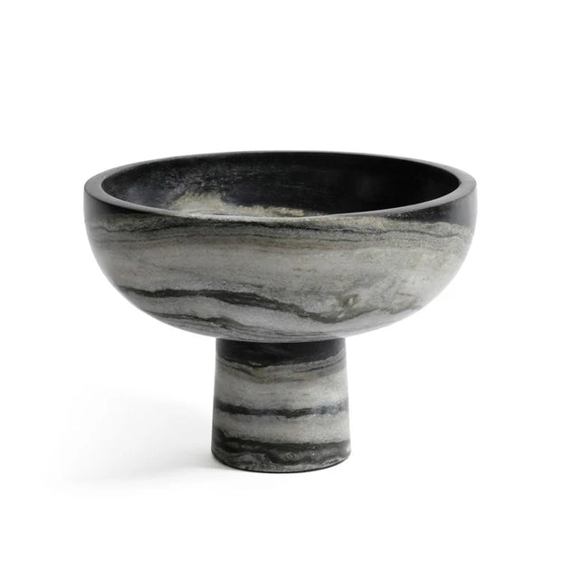 FOOTED BOWL - BLACK PANDA MARBLE