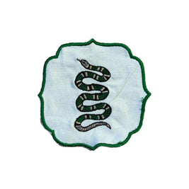 HAND EMBROIDERED COCKTAIL NAPKIN SNAKE SET OF 2
