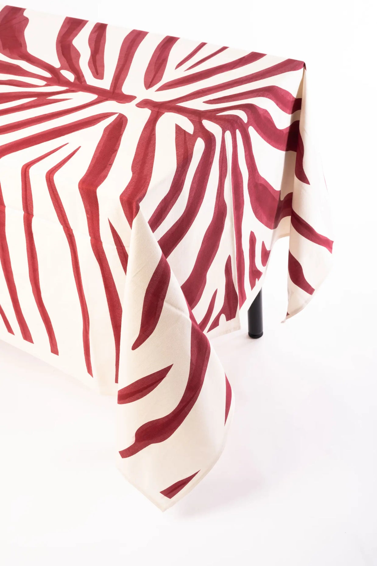 HAND PAINTED COTTON TABLECLOTH RED