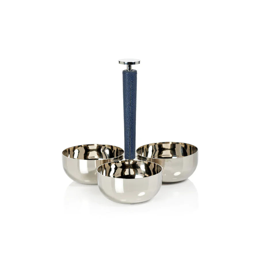 LAGUNA NICKEL & LEATHER CONDIMENT SET