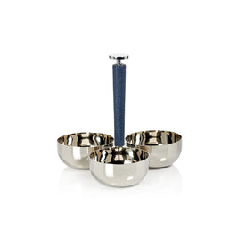LAGUNA NICKEL & LEATHER CONDIMENT SET