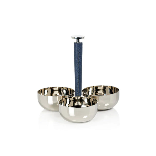 LAGUNA NICKEL & LEATHER CONDIMENT SET