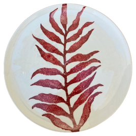 LEAVES CERAMIC SALAD PLATE (RED)