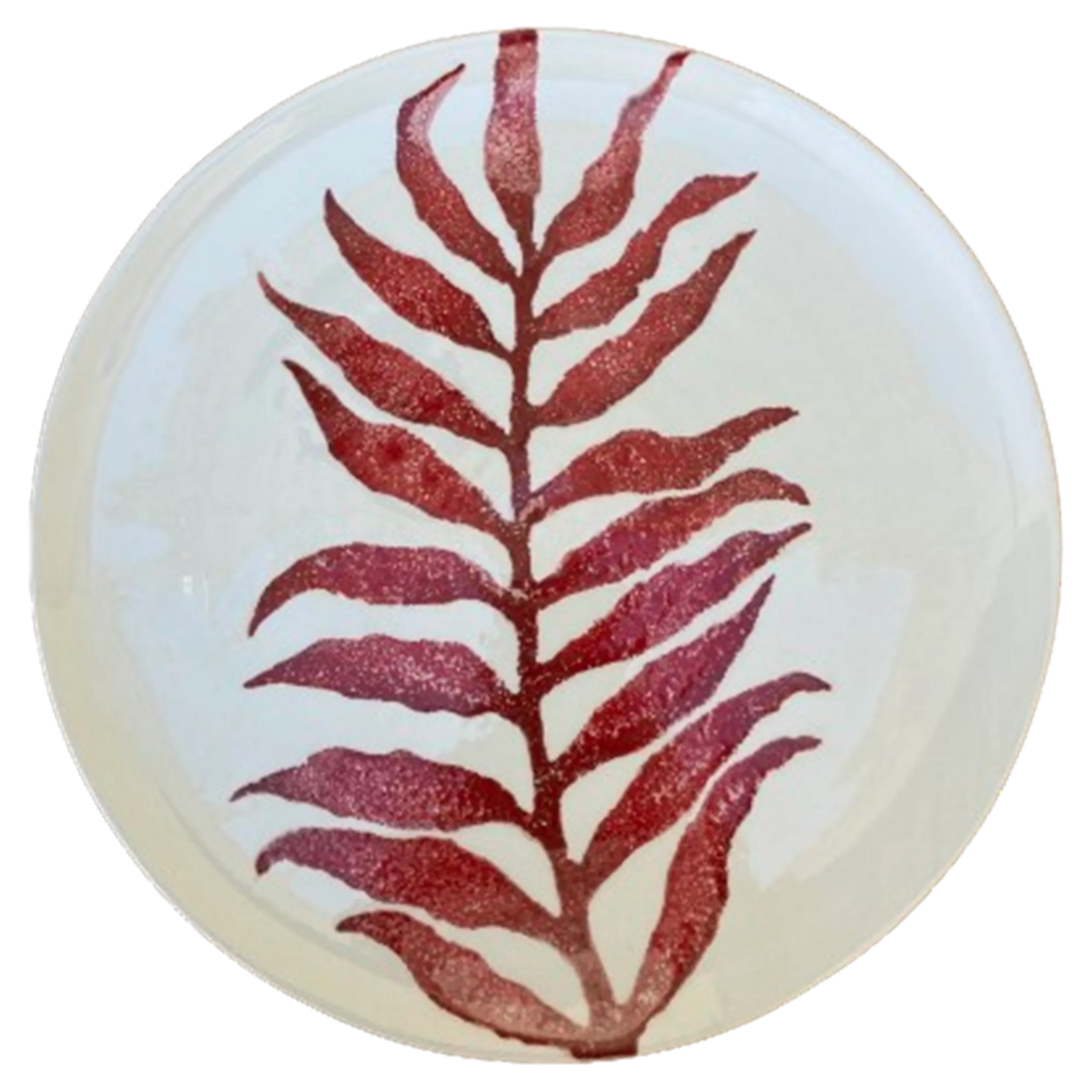 LEAVES CERAMIC DINNER PLATE (RED)
