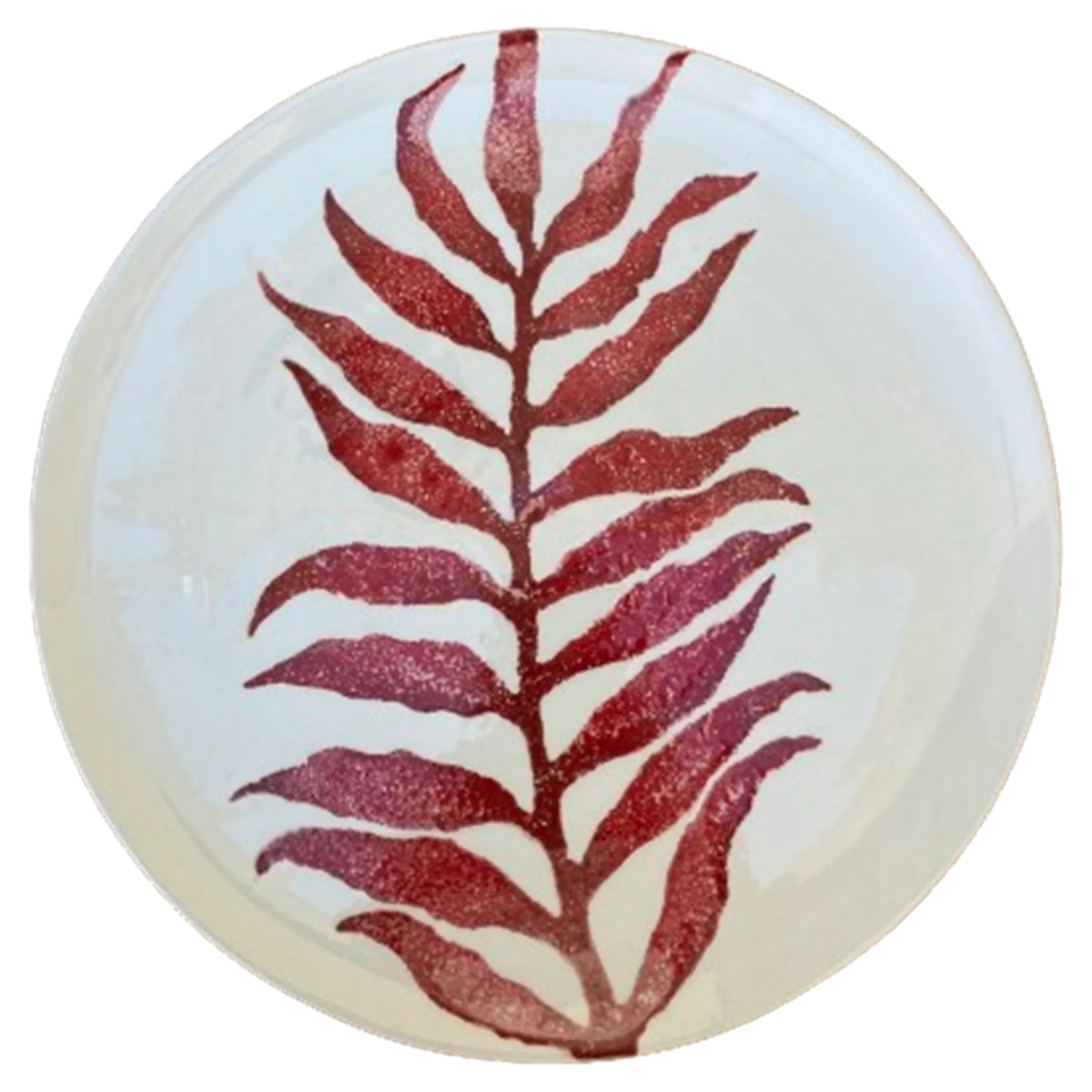 LEAVES CERAMIC DINNER PLATE (RED)