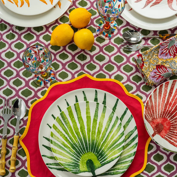 LEAVES CERAMIC DINNER PLATE GREEN