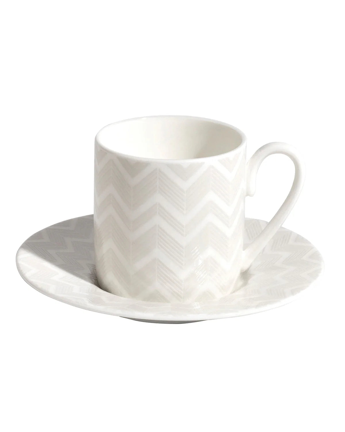 S/6 COFFEE CUP & SAUCER ZIG ZAG SET OF 6 IN LUXURY BOX WHITE