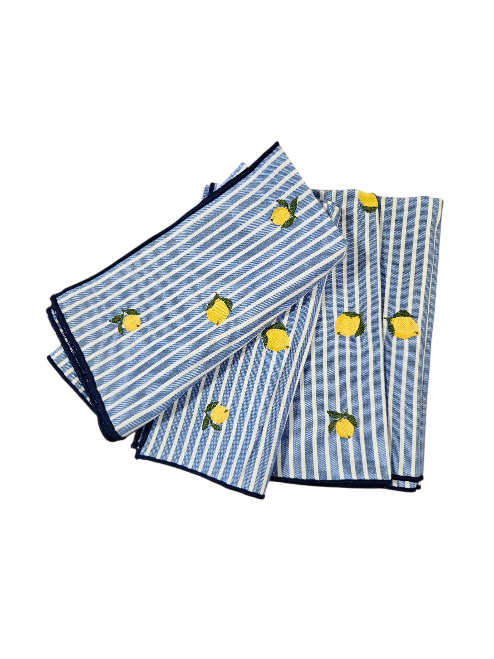 EMBROIDERED COTTON NAPKIN - LEMON