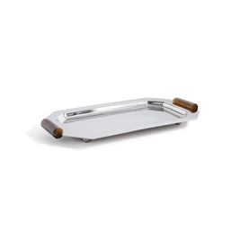 OCTAGON ALLOY TRAY WITH HORN HANDLES - POLISHED NICKEL - 11 IN
