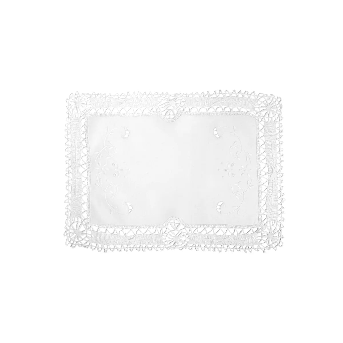 RECT PLACEMAT ALL WHITE LACE