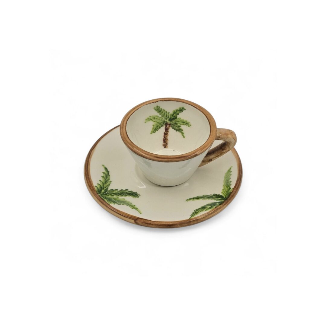 PALM CERAMIC COFFEE CUP & SAUCER