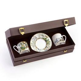COFFEE CUP AND SAUCER FLOWERS  MODEL F-B SET OF 2 IN LUXURY BOX
