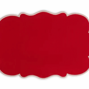 SET OF 2 PLACEMAT RED W PINK RIM