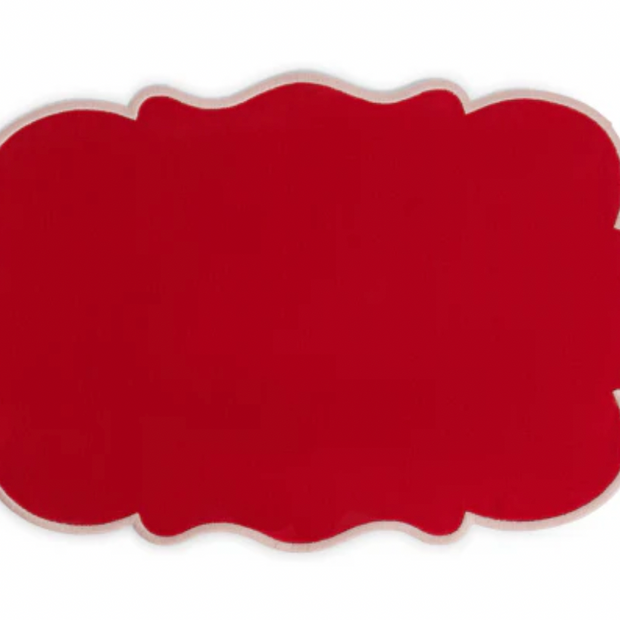 SET OF 2 PLACEMAT RED W PINK RIM