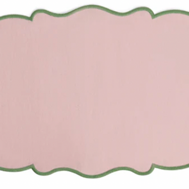 SET OF 2 PLACEMAT PINK GREEN RIM