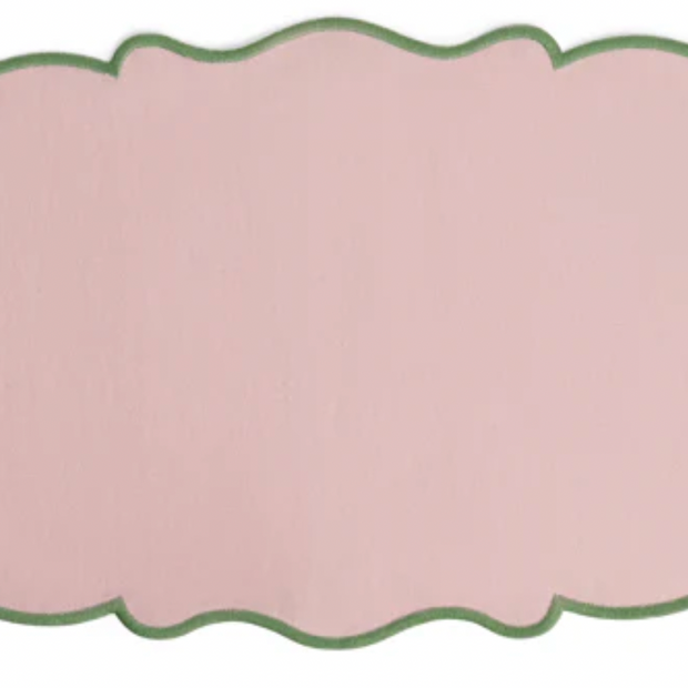 SET OF 2 PLACEMAT PINK GREEN RIM