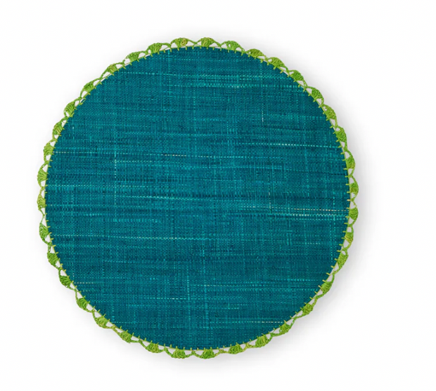 SET OF 2 PLACEMAT OTTANIO W GREEN EDGE ROUND