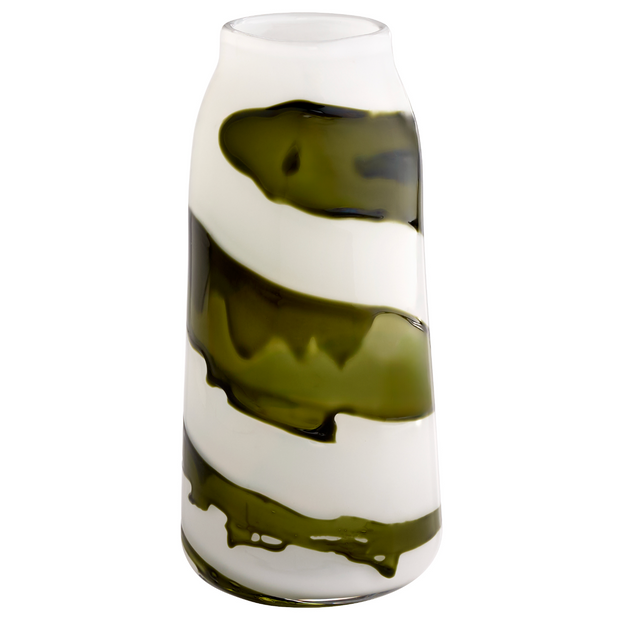 DENALI VASE IRIDESCENT WHITE GREEN -  LARGE