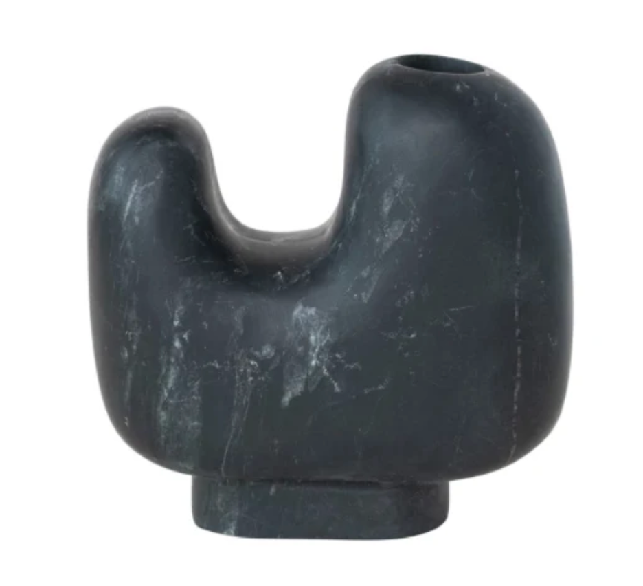 MARBLE FOOTED TAPER HOLDER, BLACK